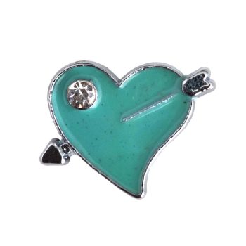   Nyíllal átlőtt szívecske Charm, névre szóló karkötőhöz- Türkizkék