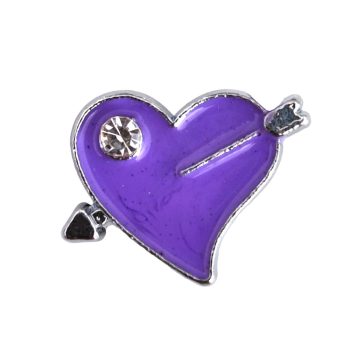   Nyíllal átlőtt szívecske Charm, névre szóló karkötőhöz- Lila