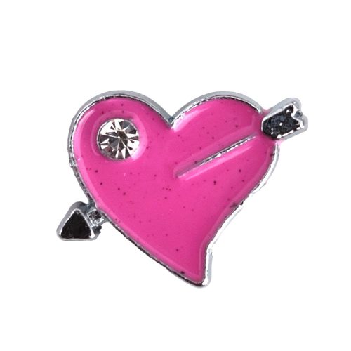 Nyíllal átlőtt szívecske Charm, névre szóló karkötőhöz- Rózsaszín