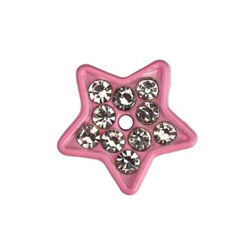   Csillag, ezüst strasszkövekkel Charm, névre szóló karkötőhöz- Világos rózsaszín