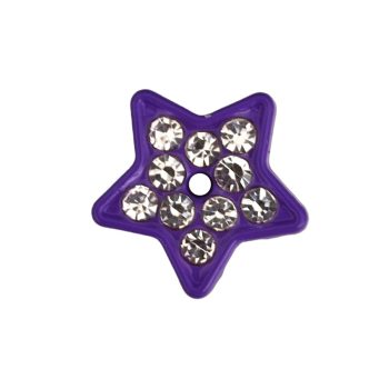   Csillag, ezüst strasszkövekkel Charm, névre szóló karkötőhöz- Lila