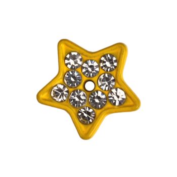   Csillag, ezüst strasszkövekkel Charm, névre szóló karkötőhöz- Citromsárga