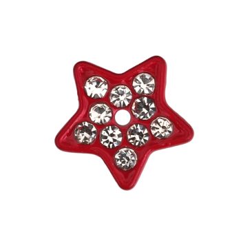   Csillag, ezüst strasszkövekkel Charm, névre szóló karkötőhöz- Piros