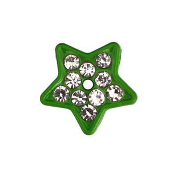   Csillag, ezüst strasszkövekkel Charm, névre szóló karkötőhöz- Zöld