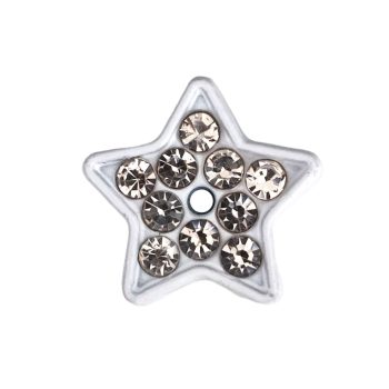   Csillag, ezüst strasszkövekkel Charm, névre szóló karkötőhöz- Fehér