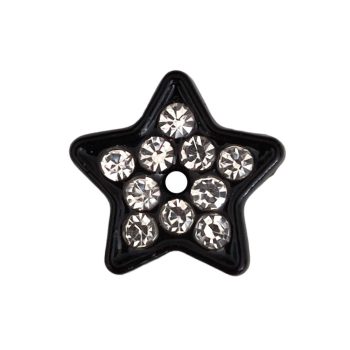   Csillag, ezüst strasszkövekkel Charm, névre szóló karkötőhöz- Fekete