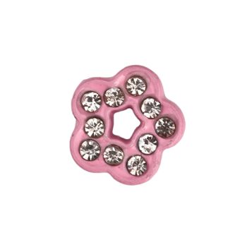   Virág, ezüst strasszkövekkel Charm, névre szóló karkötőhöz- Világos rózsaszín