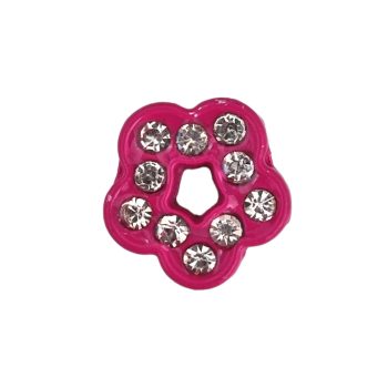   Virág, ezüst strasszkövekkel Charm, névre szóló karkötőhöz- Sötét rózsaszín