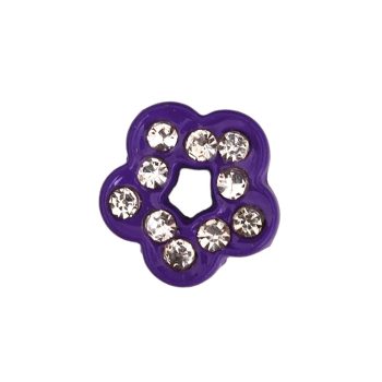   Virág, ezüst strasszkövekkel Charm, névre szóló karkötőhöz- Lila