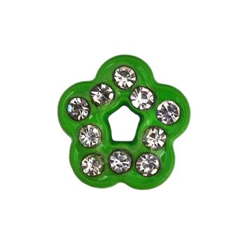   Virág, ezüst strasszkövekkel Charm, névre szóló karkötőhöz- Zöld