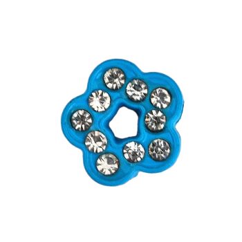   Virág, ezüst strasszkövekkel Charm, névre szóló karkötőhöz- Kék