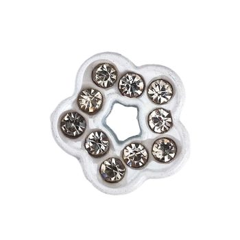   Virág, ezüst strasszkövekkel Charm, névre szóló karkötőhöz- Fehér