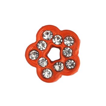   Virág, ezüst strasszkövekkel Charm, névre szóló karkötőhöz- Narancs