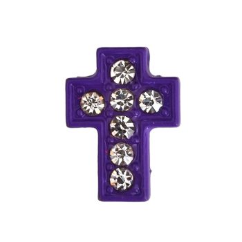   Kereszt, ezüst strasszkövekkel Charm, névre szóló karkötőhöz- Lila