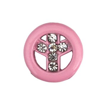   Béke szimbólum, ezüst strasszkövekkel Charm, névre szóló karkötőhöz- Világos rózsaszín