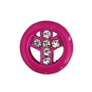   Béke szimbólum, ezüst strasszkövekkel Charm, névre szóló karkötőhöz- Sötét rózsaszín