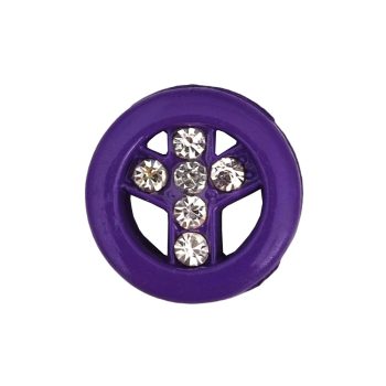   Béke szimbólum, ezüst strasszkövekkel Charm, névre szóló karkötőhöz- Lila