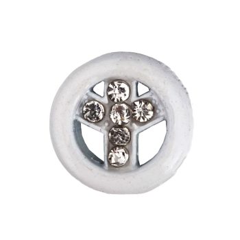   Béke szimbólum, ezüst strasszkövekkel Charm, névre szóló karkötőhöz- Fehér