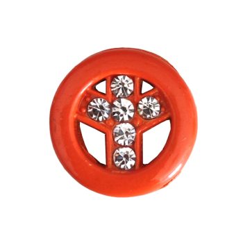   Béke szimbólum, ezüst strasszkövekkel Charm, névre szóló karkötőhöz- Narancs