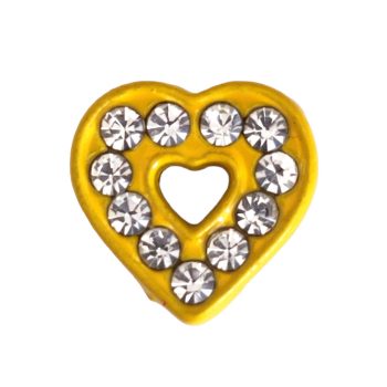   Szív, ezüst strasszkövekkel Charm, névre szóló karkötőhöz- Citromsárga