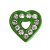 Szív, ezüst strasszkövekkel Charm, névre szóló karkötőhöz- Zöld