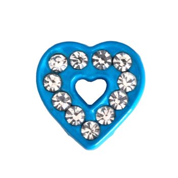   Szív, ezüst strasszkövekkel Charm, névre szóló karkötőhöz- Kék