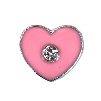   Szív strasszkővel Charm, névre szóló karkötőhöz- Világos rózsaszín