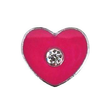   Szív strasszkővel Charm, névre szóló karkötőhöz- Sötét rózsaszín