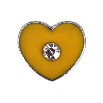   Szív strasszkővel Charm, névre szóló karkötőhöz- Citromsárga