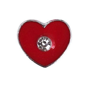   Szív strasszkővel Charm, névre szóló karkötőhöz- Piros