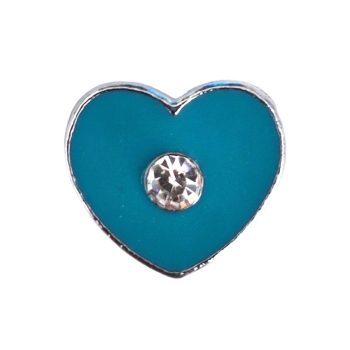   Szív strasszkővel Charm, névre szóló karkötőhöz- Kék