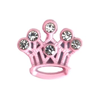   Korona, ezüst strasszkövekkel Charm, névre szóló karkötőhöz- Világos rózsaszín