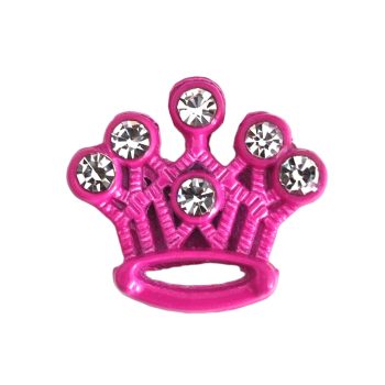   Korona, ezüst strasszkövekkel Charm, névre szóló karkötőhöz- Sötét rózsaszín