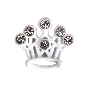   Korona, ezüst strasszkövekkel Charm, névre szóló karkötőhöz- Fehér