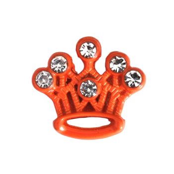   Korona, ezüst strasszkövekkel Charm, névre szóló karkötőhöz- Narancs