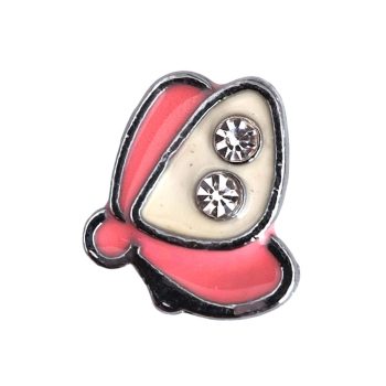   Pillangó, ezüst strasszkövekkel Charm, névre szóló karkötőhöz- Világos rózsaszín