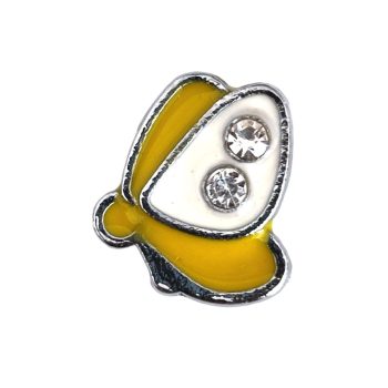   Pillangó, ezüst strasszkövekkel Charm, névre szóló karkötőhöz- Citromsárga