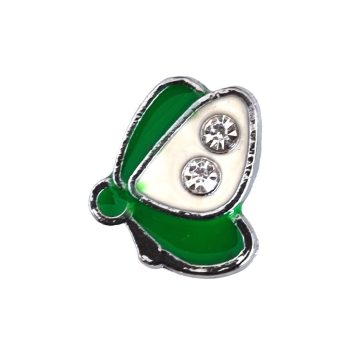   Pillangó, ezüst strasszkövekkel Charm, névre szóló karkötőhöz- Zöld