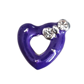   Szív, strasszkővel kirakott masnival Charm, névre szóló karkötőhöz- Lila