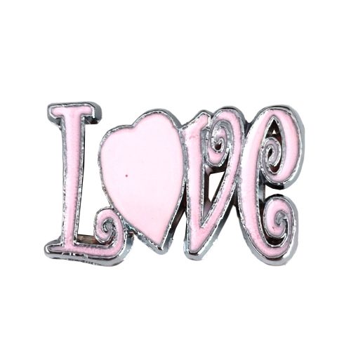LOVE feliratú Charm, névre szóló karkötőhöz- Rózsaszín