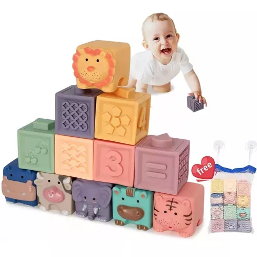 3D Puha szenzoros építőkocka 12db