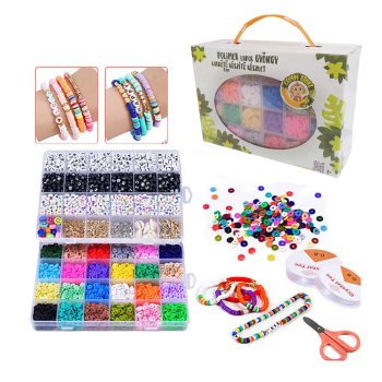   CsimpiStore- Óriás Polimer lapos gumi gyöngy és betű gyöngy karkötő készítő szett