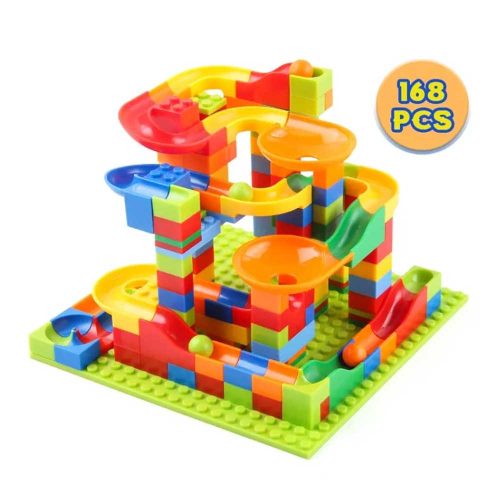 Lego-kompatibilis építőjáték - Golyópálya gyerekeknek 168 db-os