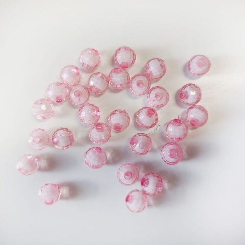 Gömb gyöngy soklapú világos rózsaszín, fehér belsővel (8mm, Műanyag) 20g/csomag