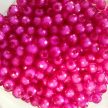 Gömb gyöngy soklapú sötét rózsaszín, fehér belsővel (8mm, Műanyag) 20g/csomag