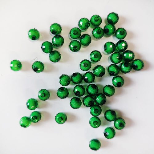 Gömb gyöngy soklapú Zöld, fehér belsővel (8mm, Műanyag) 20g/csomag