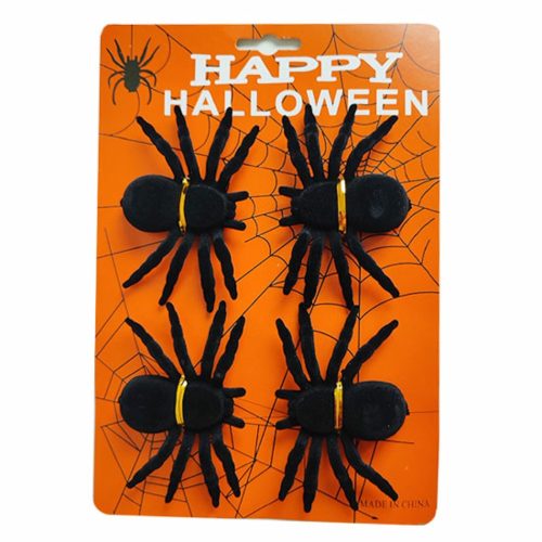 fekete pók halloween dekoráció 4 db