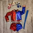 Harley Quinn gyerek jelmez parókával és baseball ütővel 7-9-év