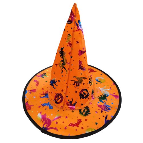 Halloween-i boszorkány sapka, narancs–38 x 34 cm