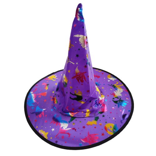 Halloween-i boszorkány sapka, lila–38 x 34 cm